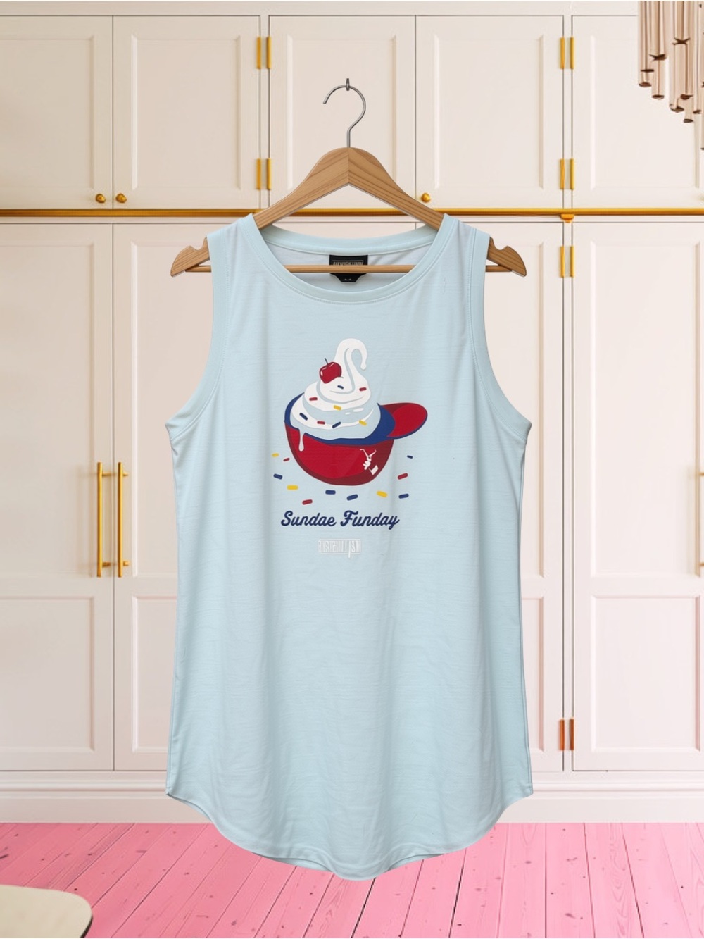 Baseballism “Sunday Funday” Blue Graphic Tank Top Size Small